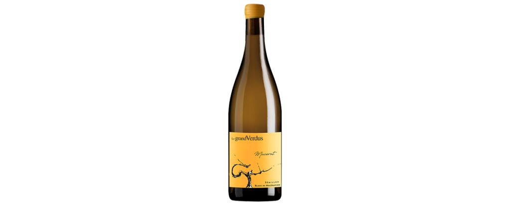 Bouteille de vin Macérat du Château Le Grand Verdus, vin orange issu de Sémillon, aux reflets ambrés et aux notes de thé et de miel.