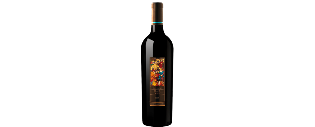 Bouteille de vin The New Black Wine du Clos Triguedina à Cahors, Malbec à la robe noire et aux arômes d’épices et de mûre.