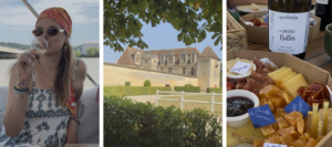 Expérience œnotouristique à Bordeaux : dégustation des Petites Bulles du Château Le Grand Verdus à bord de La Garonnaise, visite du château et apéritif de produits locaux sur la Garonne.
